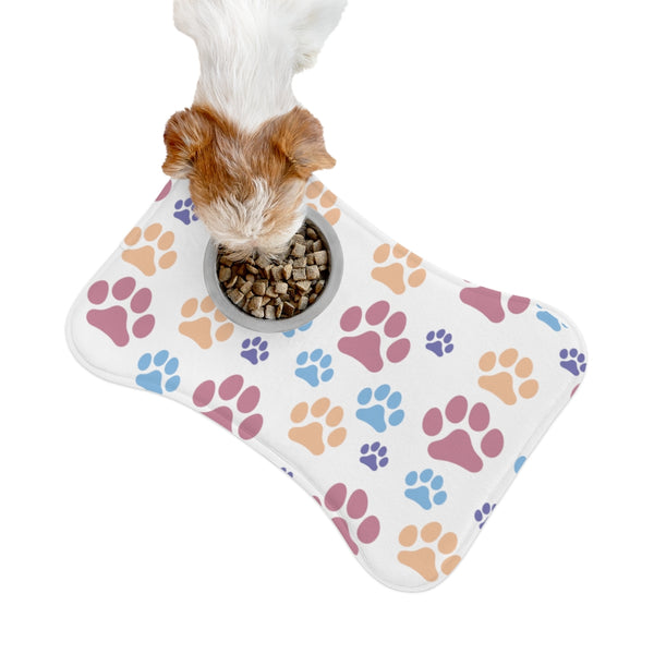 Paw Print Pattern Feeding Mat in White