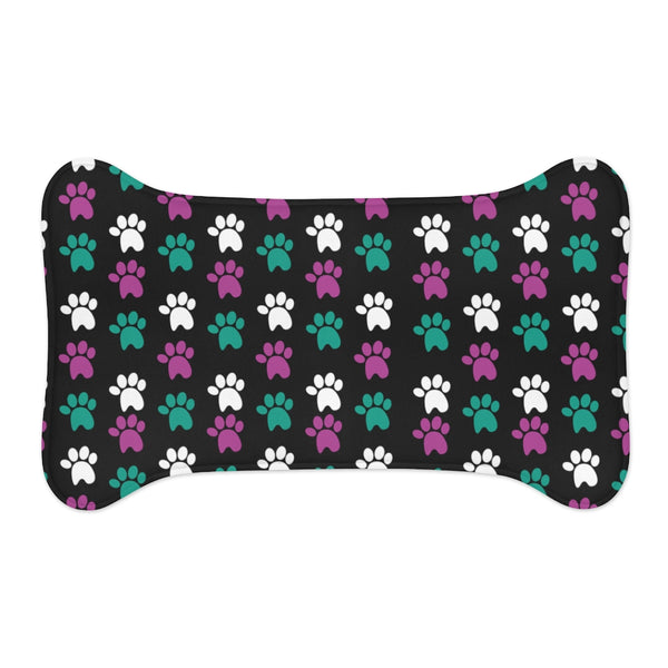 Green, Magenta & White Paw Print Dog Feeding Mat