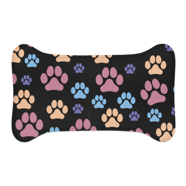 Paw Print Pattern Dog Feeding Mat in Black