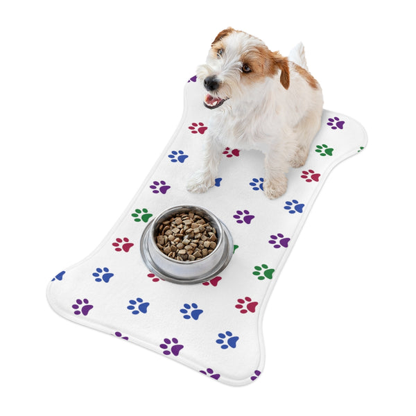 Dark Multi-Color Pawprint Dog Feeding Mat