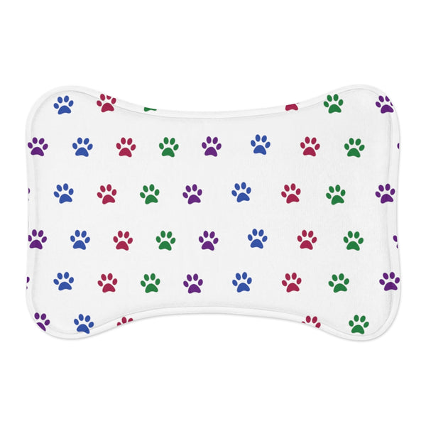 Dark Multi-Color Pawprint Dog Feeding Mat