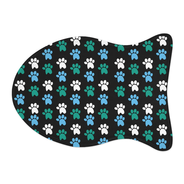 Teal, Light Blue & White Dog Feeding Mat