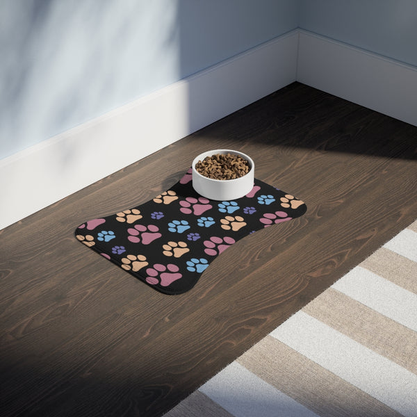 Paw Print Pattern Dog Feeding Mat in Black