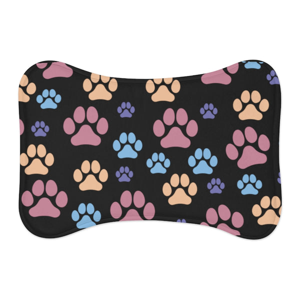 Paw Print Pattern Dog Feeding Mat in Black