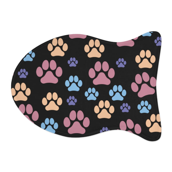 Paw Print Pattern Dog Feeding Mat in Black