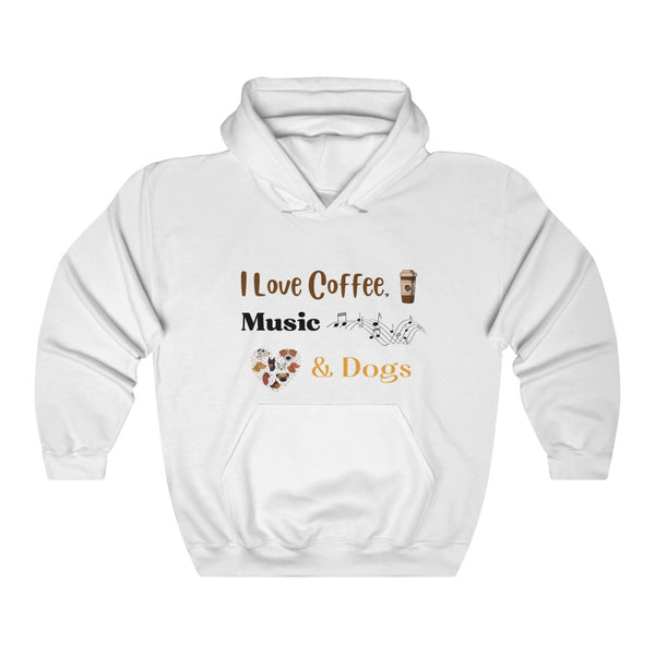 I Love Coffee, Music and Dogs - Unisex Hoodie