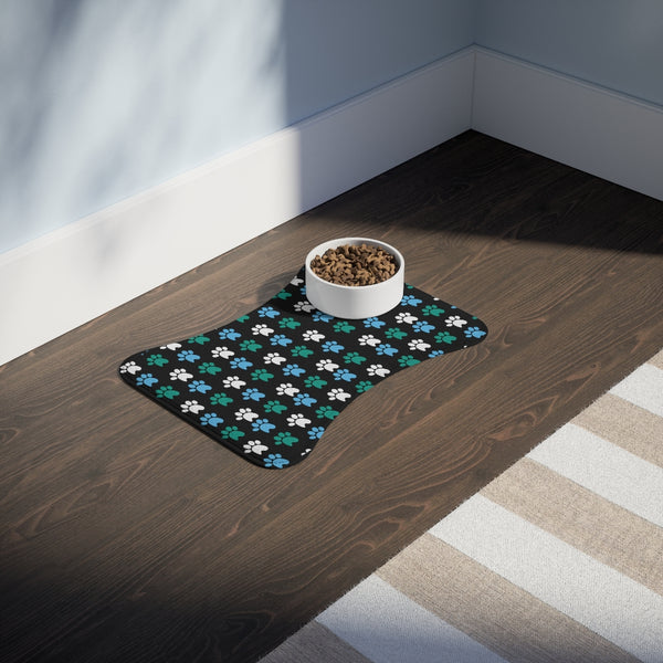 Teal, Light Blue & White Dog Feeding Mat