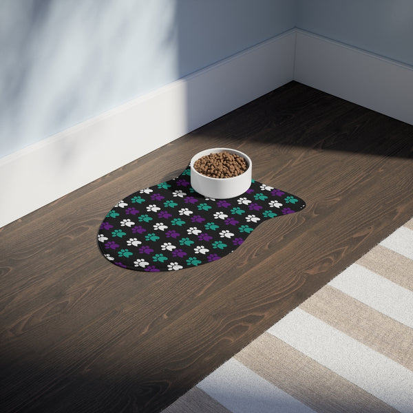 Purple, Green and White Dog Feeding Mat