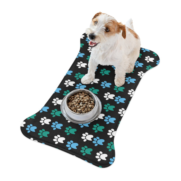 Teal, Light Blue & White Dog Feeding Mat