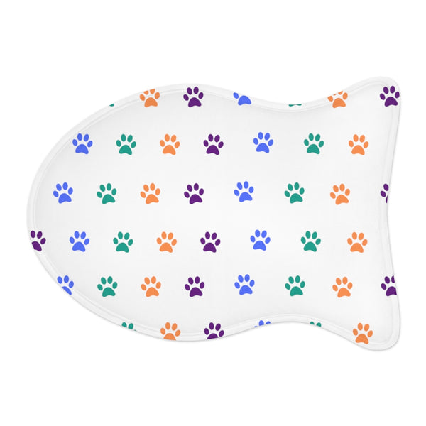 Multi Color Pawprint Dog Feeding Mat in White