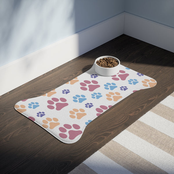 Paw Print Pattern Feeding Mat in White