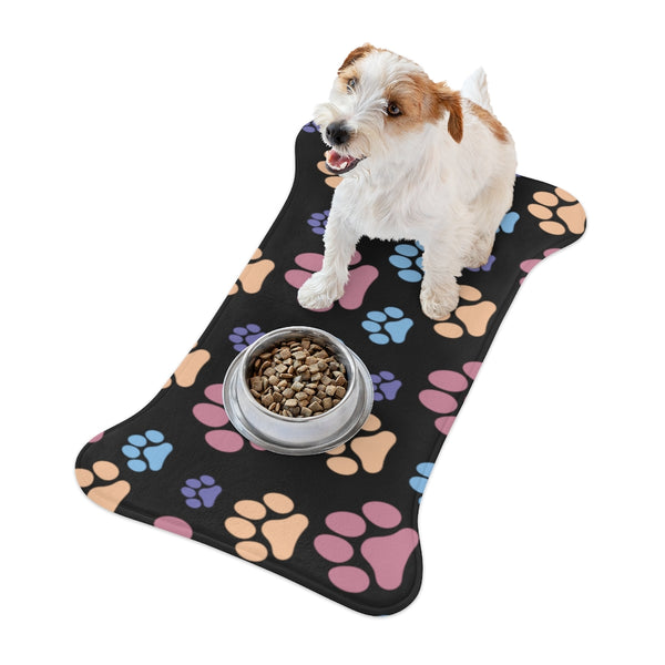 Paw Print Pattern Dog Feeding Mat in Black