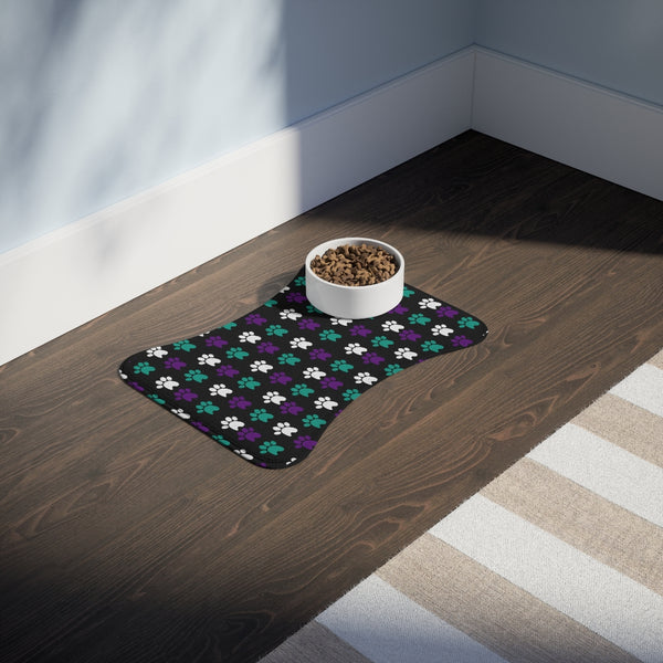 Purple, Green and White Dog Feeding Mat