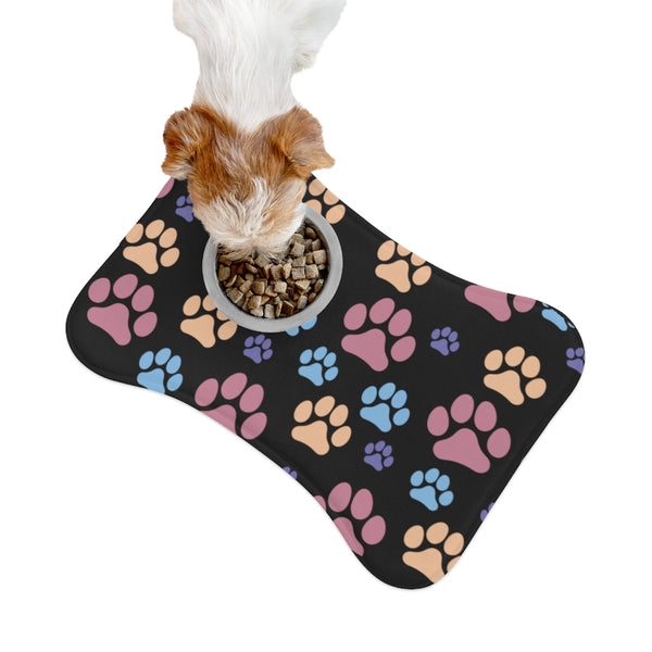 Paw Print Pattern Dog Feeding Mat in Black