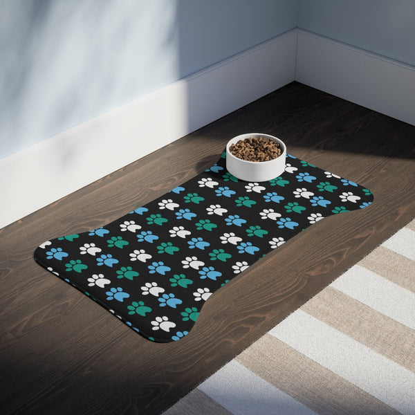 Teal, Light Blue & White Dog Feeding Mat