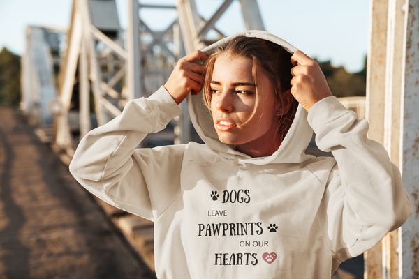 Dogs Leave Pawprints on our Hearts - Cropped Hooded Sweatshirt