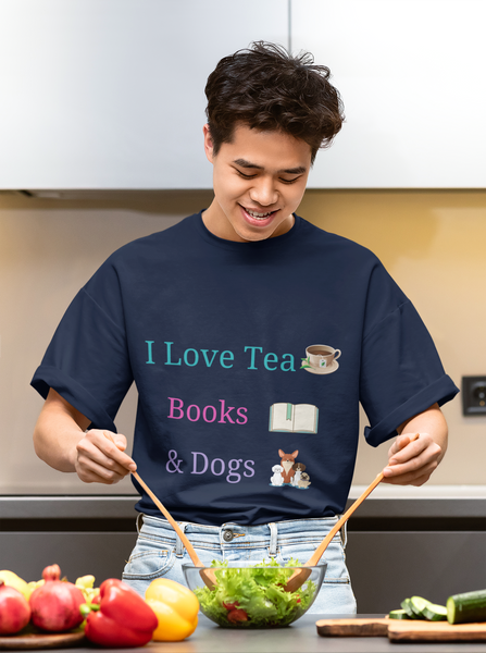 I Love Tea, Books & Dogs - Unisex T-Shirt